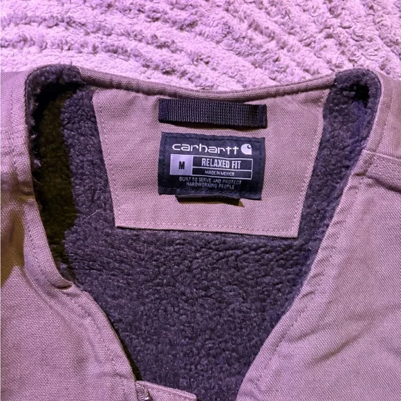 Carhartt Tan Vest with Dark Gray Sherpa Lining - Picture 2 of 3